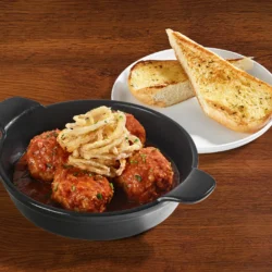 miller's meatballs with a side of garlic bread